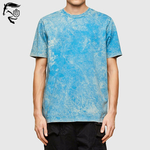 T-shirt à lavage à l'acide pour hommes 100% coton longueur régulière col à motif solide teint uni-disponible en stock à vendre! - Product Image 1