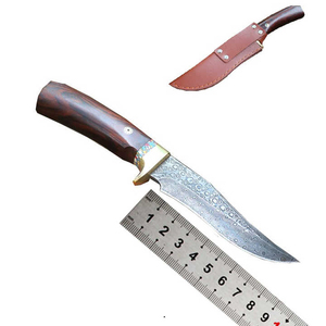 Cuchillo de cocina de hoja fija de acero damasco Premium con mango de madera Pakistán forjado 3 años de garantía - Product Image 5