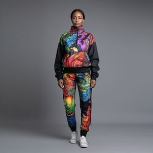 Ropa deportiva con estampado digital, sudadera y pantalones de chándal para mujer, chándal para correr, estampado por sublimación, chándal para mujer - Product Image 1