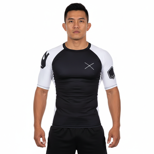 Ventes en gros de rashguards MMA BJJ sur mesure, chemise de compression sportive unisexe, UPF50 anti-UV, respirante, séchage rapide, entraînement de grappling - Product Image 2