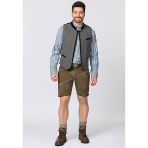 OKtoberfest hommes Lederhosen court véritable chèvre daim cuir avant broderie boutons fermeture côtés et poches arrière boucles de ceinture - Product Image 2