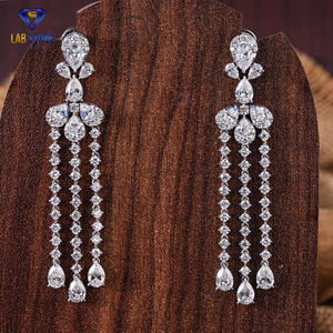 16.63 TDW รอบและลูกแพร์ตัดเพชรสร้อยคอทองคำขาวโดย labstone/ยกระดับสไตล์ของคุณ/สี EF-VS - Product Image 2