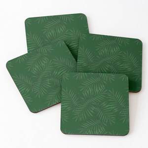 Best Quality Wooden Coasters Green Color with Left Printed Tea <b>Cup</b> Serving 4-Piece Set Hot Selling Kitchenware Placemats - Product Image 1