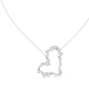 Joyas 18K romántico Corazón en forma de CZ colgante collar cadena de oro rosa para mujer - Product Image 3