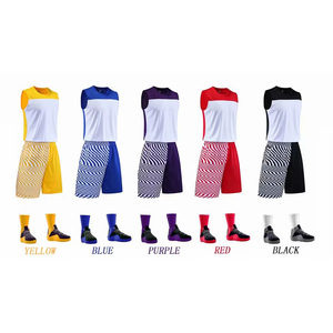 เครื่องแบบเสื้อบาสเก็ตบอลตาข่ายใส่ได้สองด้านเครื่องแบบทีมบาสเก็ตบอลไม่มีลายคุณลักษณะแห้งเร็วบริการ OEM - Product Image 1