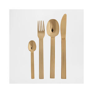 Couverts à usage domestique décontractés à poignée plate plaqués or en acier inoxydable Design royal cadeau de luxe pour mariage - Product Image 5