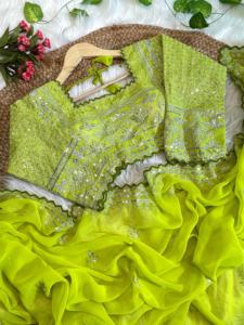 Recién llegado, hermoso Sari de seda Kanjivaram suave con blusa de lino sin costuras para fiestas, opciones de ropa tradicional india - Product Image 4