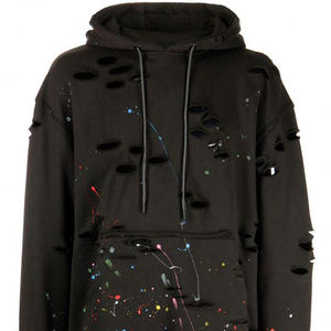 Sudadera con capucha de algodón pesado de gran tamaño desgastado Vintage para hombre, Sudadera con capucha lavada en blanco con logotipo personalizado, estampado de patrón de ropa 3D - Product Image 5