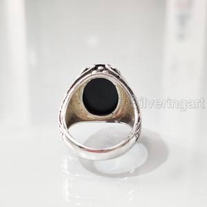 Bague pour homme en argent sterling 925 avec pierre précieuse onyx noir naturel, pierre de naissance de décembre, toutes tailles, bijoux arabes fins, vente en gros - Product Image 6
