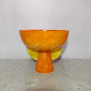 Bol sur piédestal en résine naturelle de luxe, plateau à fruits en pierre cannelée, support décoratif pour compote, centre de table, décoration de maison et d'hôtel, vase - Product Image 2