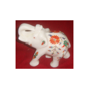 Figurine d'éléphant en marbre blanc décorative, la plus vendue, fabriquée en Inde, au style traditionnel pour la décoration intérieure - Product Image 1