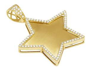 Joyería de diseño de estrella brillante con diamante de moissanita redondo en plata esterlina S925 colgante de fiesta para hombres y mujeres - Product Image 2
