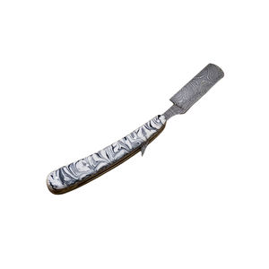 Rasoir pliant droit en acier damas personnalisable manche en os personnalisé rasage couteaux de barbier bricolage OEM Support pour industriel - Product Image 2