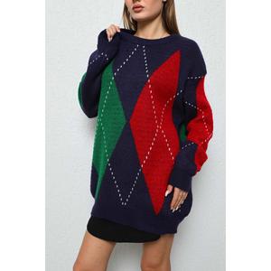 Maglione Oversize con motivo a diamanti da donna - Product Image 4