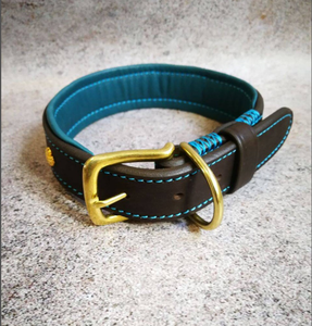 Brown Leather Dog <b>Collar</b> with Coper Studs High Quality Green Leather Hound Dog <b>Collar</b> for Greyhound and Whippet - Product Image 2