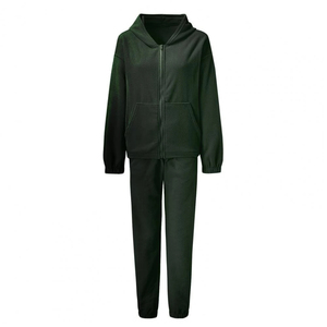 Online Women Crop Tracksuit Jogger Set 2025 Womens Clothing Custom Embroidery Logo Two Pieces Full Zip up Crop <b>Hoodie</b> Set - Product Image 5