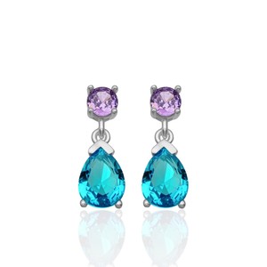 Pendientes de Plata 926 con Piedra de Amatista de 4 mm, Color Aqua, Forma de Gota 6x8, Recién Llegados, de Turquía - Product Image 2