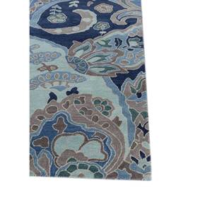 Hacienda Blue <b>Boho</b> Wool <b>Rugs</b> Hand Tufted Rectangular Pattern for Bedroom Living Room Bedside High Quality Plush Pile Tra-15057 - Product Image 4