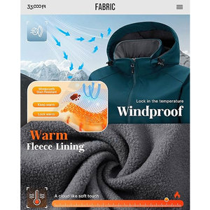 Veste Softshell Isolée Chaude pour Femmes Imperméable Coupe-Vent avec Doublure en Polaire et Capuche Amovible Cyan Foncé - Product Image 4