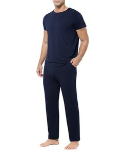 Conjunto de Pijama de Dos Piezas para Hombre, Cuello de Punto, Manga Larga, Transpirable, Estilo Coreano, Informal, Cuello Alto, Algodón, Sencillo, para el Hogar - Product Image 1