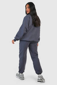Survêtements surdimensionnés personnalisés pour femmes ensemble de deux pièces nouveaux vêtements de rue décontractés de couleur unie pour femmes 100% survêtements en coton - Product Image 2