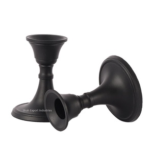 Portavelas cónico de Metal de nuevo diseño para el hogar y la boda, decoración de mesa, soporte de vela de Color negro - Product Image 2