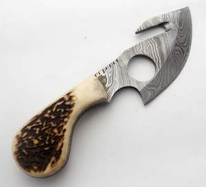 Cuchillo de Damasco para desollar de primera calidad, maquinilla de afeitar, borde afilado, diseño de mango de cuerno Tang completo, agarre ergonómico para caza, Camping y exteriores - Product Image 4