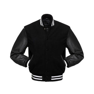 Hot Sale Plus Size Custom Embroidered Leather Varsity Jacket Stand Collar CollegeBaseballjacket for men - Product Image 1