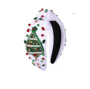 Bandeau de cheveux de Noël festif brodé de perles pour femmes, bandeau de cheveux de Noël luxueux orné de perles de graines, vente en gros - Product Image 5
