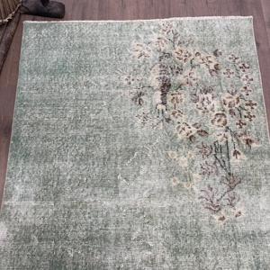 Tapis vintage 3,4x6,4 pieds, tapis d'inspiration turque, tapis persan vert - Product Image 4