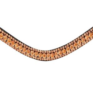 Bandeau de tête en cuir de haute qualité avec logo personnalisé, trois rangées de strass, durable, élégant, équipement équestre occidental, prix de gros - Product Image 4