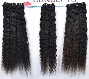 Vente en gros d'extensions de cheveux humains indiens prix d'usine cuticule vierge crue alignée paquets crépus bouclés bon marché et de haute qualité - Product Image 4