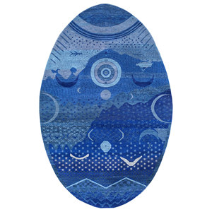 Alfombra Grande de Lana Anudada a Mano, Color Azul Manchaha, Diseño Abstracto, Rectangular, para Pasillo, para el Hogar - Alfombras Jaipur US Le-9214 - Product Image 1