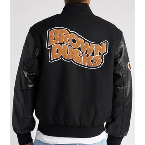 Chaqueta con letras de lana 100% de alta calidad para hombre, diseño de invierno personalizado en negro con logotipo frontal, Material de algodón 100% - Product Image 1