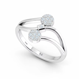 Anillo de Diamantes de Doble Círculo de Diseño para Mujer |   Anillo de Oro de 14K y Diamantes Naturales con 15 Diamantes de Corte Brillante Redondo |   0.15 quilates - Product Image 1