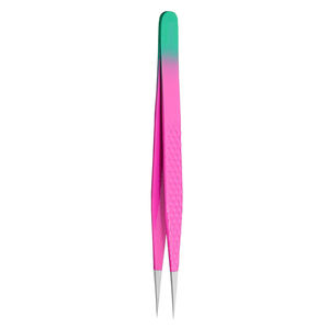 Pink <b>Paper</b> Coated Handle Eyelash Tweezers Pointed Tip Metal Steel Pedicure Eye Lash Tweezers For Women's And Men's - Product Image 6