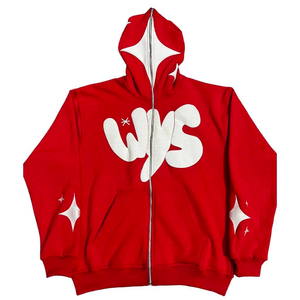 Nuevo elegante logotipo personalizado Puff impresión Unisex Sudadera con capucha 100% algodón peso pesado zip up sudadera con cremallera completa puff impresión - Product Image 4