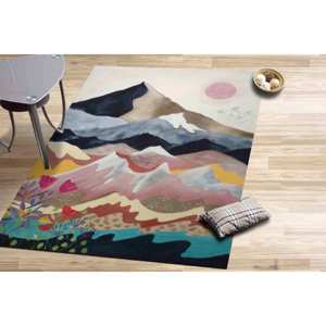 Tapis imprimé montagne abstraite - Design paysager pour espaces modernes, tapis en chenille - Product Image 2
