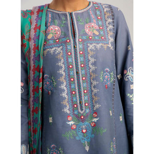 Shalwar Kamiz ปักสนามหญ้า Shalwar Kamiz,ออกแบบใหม่2023 100% คอลเลกชันทางหลวงสนามหญ้าบริสุทธิ์ - Product Image 4