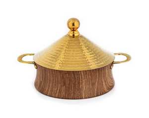 Olla para Servir Alimentos con Diseño Repujado y Acabado Dorado Plegado, con Tapa Plateada Plegada, Olla Caliente para Bodas, Mesa de Comedor - Product Image 3