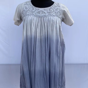 ชุดเดรสยาวปานกลางทรงลำลองสำหรับผู้หญิงผ้าคอตตอนผ้า100% ลำลองปักลายนกยูงลายดอกไม้ฤดูร้อนฤดูร้อน - Product Image 1