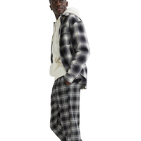 Pantalon à carreaux pour homme en toile 100% coton léger, respirant, durable, écologique, avec cordon de serrage à la taille, broderie de logo personnalisée