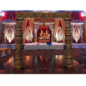 Scène de mariage traditionnelle srilankaise mariage indien décor de scène traditionnel étapes de mariages avec des Statues de Shiv Parvati - Product Image 1