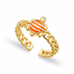 Anillo Ajustable con Diseño de Tortuga Naranja, Joyería Fina para Mujer al por Mayor, Diseño Moderno y Lindo, Plata de Ley 925 - Product Image 3