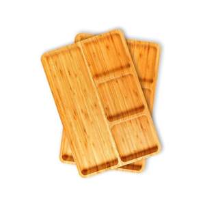 Bandeja de servicio de bambú hilado al por mayor de Vietnam, 2 paquetes de 4 secciones con vajilla en forma de rectángulo para restaurante para almacenar alimentos - Product Image 1