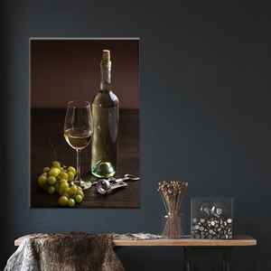 Décoration de cuisine moderne : toile d'art imprimée avec motif de vin et de raisins, toile enveloppée 1P - Product Image 1