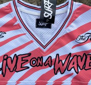 Camiseta sublimada cuadrada con cuello en V personalizada de algodón 100%, Camiseta de gran tamaño de malla de fútbol de estilo Retro Vintage con estampado de patrón sólido - Product Image 2