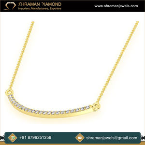 Unisex Premium lujo VS GH Color 10K oro personalizado barra curva diamante Natural colgante 4 compromiso regalo encanto colgantes para mujer - Product Image 4