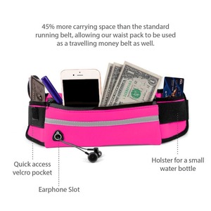 Ceinture de sport réglable légère et étanche pour la course Ceinture de sport Poche zippée OEM/ODM Essentials Phone Baby Fanny Support - Product Image 5