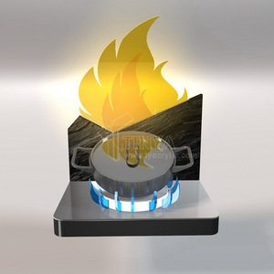 Présentoir commercial en acrylique pour ustensiles de cuisine avec effet de flamme LED, idéal pour la promotion de cuisinières à <span class=keywords><strong>gaz</strong></span> et de casseroles - Product Image 2